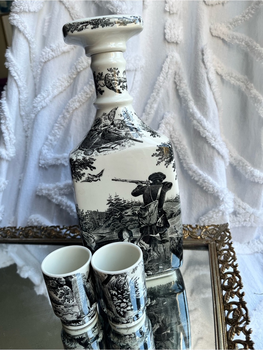 Extremely Rare Vintage Villeroy & Boch Artemis Liquer Decanter with 2 Cupd